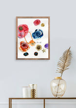 Load image into Gallery viewer, Eco-Friendly Abstract Colorful Planet Prints at Jellyque | Reminds To Be Kind To Earth Through Glamorous Outer Space | Apple Red &amp; Berry Blue Colors For Vigorous Action | Splendid Vibe | Reusable Material: Clothing Buttons Collage Design By Graphic | Instant Download | Sustainable Living Gift Shop
