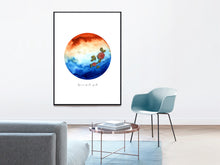 Load image into Gallery viewer, Eco-Friendly Abstract Colorful Planet Prints at Jellyque | Represents Reusable Living Through Sand &amp; Beach Planet | Reusable Material: Vintage Rose Patch Collage Design By Graphic + Eco Tips | Shiny Sand Brown &amp; Ocean Blue Colors For Peace &amp; Relaxing | Tranquil Vibe | | Instant Download | Sustainable Living Gift Ideas
