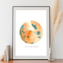 Load image into Gallery viewer, Eco-Friendly Awareness Colorful Planet Prints at Jellyque | Reminds to Recycle Through Apricot-Orange Planet | Reusable Materials: Stitch ➸ Up-cycled Collage Design + Eco Tips | Apricot-Orange &amp; Seafoam Green Colors For Affirmation | Cheerful and Joyful Vibes | Instant Download | Sustainable Living Gift Ideas
