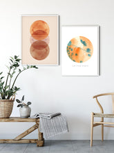 Load image into Gallery viewer, Eco-Friendly Awareness Colorful Planet Prints at Jellyque | Reminds to Recycle Through Apricot-Orange Planet | Reusable Materials: Stitch ➸ Up-cycled Collage Design + Eco Tips | Apricot-Orange &amp; Seafoam Green Colors For Affirmation | Cheerful and Joyful Vibes | Instant Download | Sustainable Living Gift Ideas
