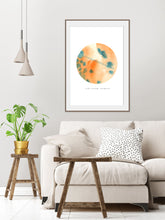 Load image into Gallery viewer, Eco-Friendly Awareness Colorful Planet Prints at Jellyque | Reminds to Recycle Through Apricot-Orange Planet | Reusable Materials: Stitch ➸ Up-cycled Collage Design + Eco Tips | Apricot-Orange &amp; Seafoam Green Colors For Affirmation | Cheerful and Joyful Vibes | Instant Download | Sustainable Living Gift Ideas
