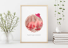 Load image into Gallery viewer, Eco-Friendly Abstract Colorful Planet Prints at Jellyque | Represents to Use Solar Energy Through Awesome Summer Planet | Walnut-Brown &amp; Magenta Colors For Tenderness &amp; Affection | Stylish Vibe | Reusable Material: Pink Hat Collage Design By Graphic | Instant Download | Sustainable Living Gift Ideas &amp; Well-Being
