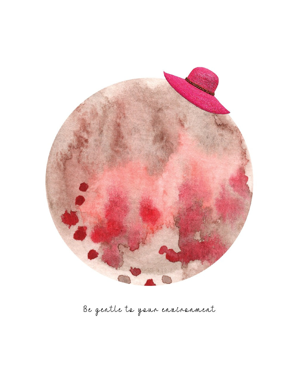 Eco-Friendly Abstract Colorful Planet Prints at Jellyque | Represents to Use Solar Energy Through Awesome Summer Planet | Walnut-Brown & Magenta Colors For Tenderness & Affection | Stylish Vibe | Reusable Material: Pink Hat Collage Design By Graphic | Instant Download | Sustainable Living Gift Ideas & Well-Being