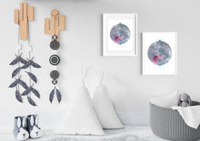 Load image into Gallery viewer, Reminds Us Waste Less &amp; Live Better Through Beads Patch Moon | Based on Watercolor &amp; Mixed-Media Reusable Material Collage Graphic Design For Sustainability | Abstract Colorful Wall Art Print Creates a Happy Place with Sophisticated Vibe | Lava &amp; Seal Colors Help to be Calm &amp; Stable Mind For Mental Health
