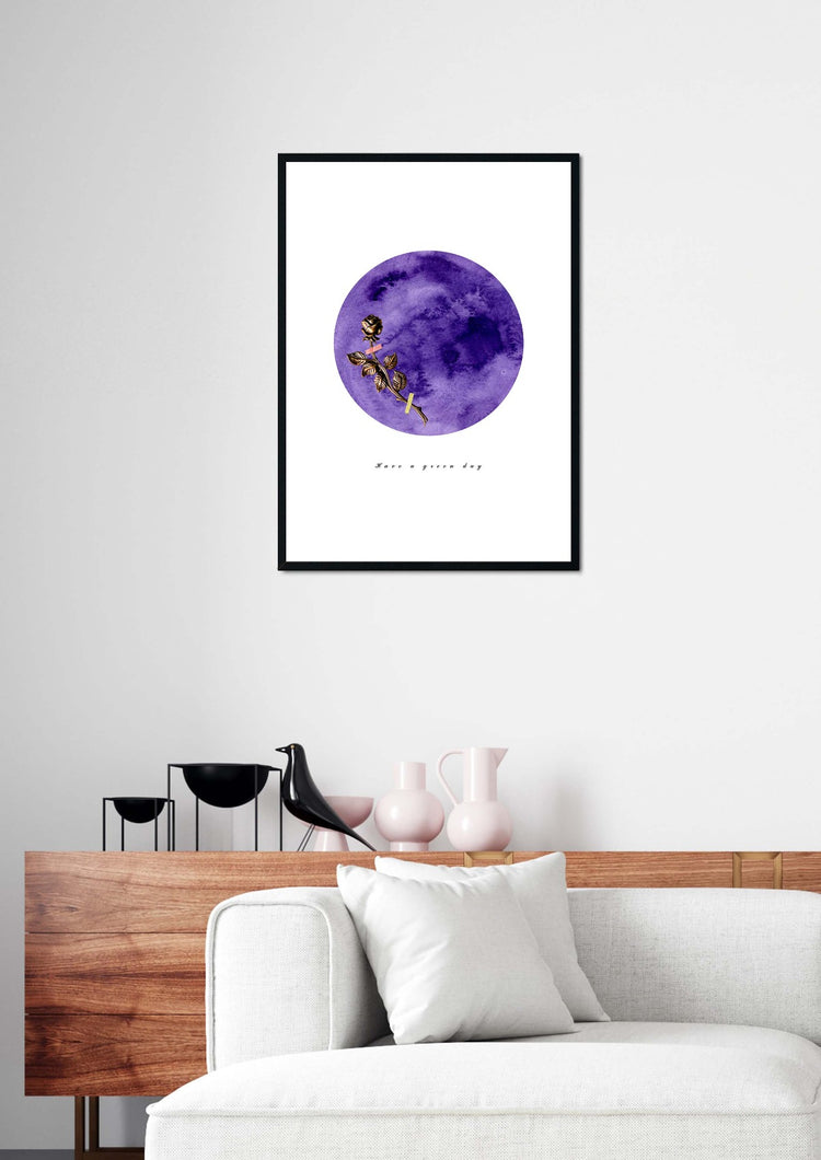 Represents Trash Can Be Treasure Through Bronze Purple Planet | Based on Watercolor & Eco-Quote Abstract Colorful Planet Prints Make a Happy Place with Deep & Unique Vibes | Mixed-Media Collage Design Used Reusable Material; Bronze Rose Decor By Graphic | Grape-Violet Color Boosts Originality | Instant Download
