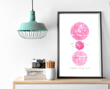 Load image into Gallery viewer, Eco-Friendly Awareness Colorful Planet Prints at Jellyque | Reminds to Zero-Waste Through Bubble Gum Planet | Reusable Materials: Buckle Ribbons ➸ Up-cycled Collage Design + Eco Tips | Bubble Gum-Pink Color For Self-Love &amp; Caring | Pure &amp; Sweet Vibes | Instant Download | Sustainable Living Gift Shop &amp; Well-Being
