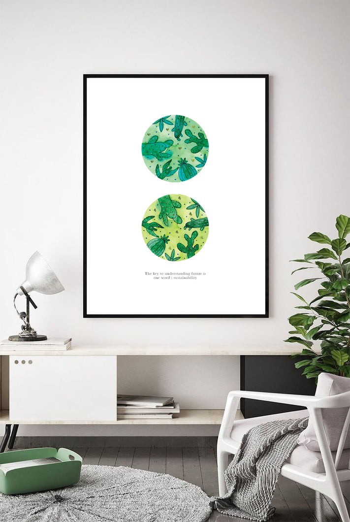 Eco-Friendly Abstract Colorful Planet Prints at Jellyque | Reminds to Love Nature Through Cactus Green Earth | Reusable Materials: Heart Shaped Stickers ➨ Up-Cycled Collage Design + Eco Tips | Winsor Green Color For Body, Mental Growth | Being Green & Fresh Vibes | Instant Download | Sustainable Living Gift Ideas