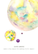 Load image into Gallery viewer, Eco-Friendly Abstract Colorful Planet Prints at Jellyque | Represents Zero Waste Living Through Cotton Candy Planet | Soft White &amp; Banana Yellow Colors For Positivity &amp; Restful Mind | Cozy &amp; Snug Vibe | Reusable Material; Cloth Button Collage Design By Graphic | Instant Download | Sustainable Living Gift Ideas
