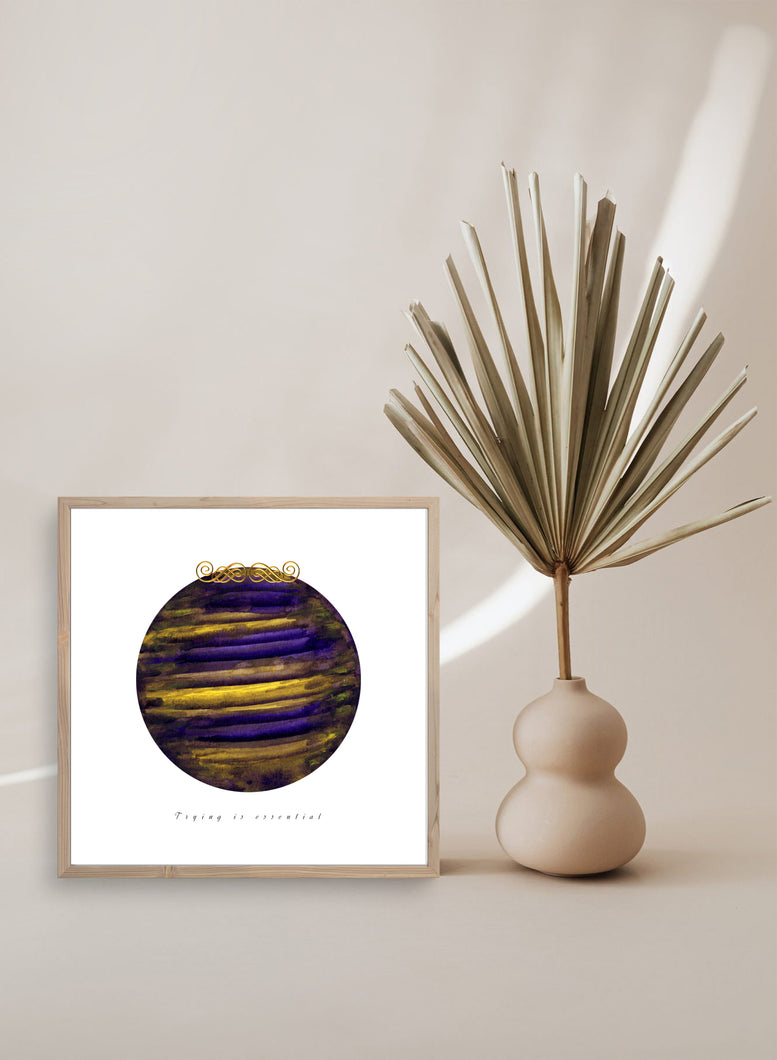 Eco-Friendly Abstract Colorful Planet Prints at Jellyque | Reminds to Admire Our Planet Through Purple Velvet Moon | Russian Purple & Amber Yellow Colors For Good Fortune | Noble Vibe | Reusable Material: Mustache Shaped Gold Mini-Crown Collage Design By Graphic | Instant Download | Sustainable Living Gift Ideas