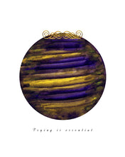 Load image into Gallery viewer, Eco-Friendly Abstract Colorful Planet Prints at Jellyque | Reminds to Admire Our Planet Through Purple Velvet Moon | Russian Purple &amp; Amber Yellow Colors For Good Fortune | Noble Vibe | Reusable Material: Mustache Shaped Gold Mini-Crown Collage Design By Graphic | Instant Download | Sustainable Living Gift Ideas
