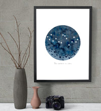 Load image into Gallery viewer, Eco-Friendly Abstract Colorful Planet Prints at Jellyque | Reminds to Protect The Oceans Through Whale Blue Moon | Reusable Materials: Crystals ➸ Up-cycled Collage Design By Graphic | Whale-Blue Water Color For Purity &amp; Peace | Miracle &amp; Fantastic Vibes | Instant Download | Sustainable Living Gift Ideas
