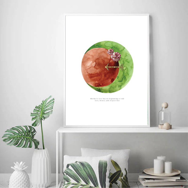 Eco-Friendly Awareness Colorful Planet Prints at Jellyque | Represents to Unconditional Love From Mother(Earth) | Recycled Materials: Gold Cupid Arrow ➸ Up-cycled Collage Design | Sepia & Medium Sea Green Colors For Well-Being | Calm & Relaxing Vibes | Instant Download | Green-Living Gift Ideas