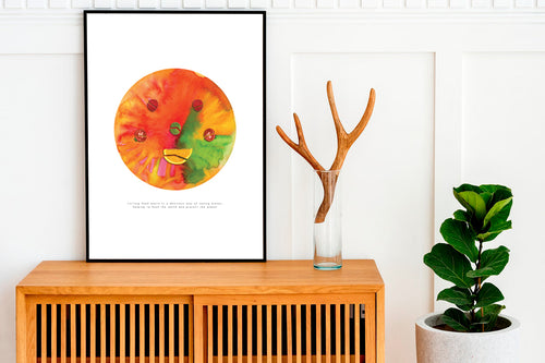 Eco-Friendly Abstract Colorful Planet Prints at Jellyque | Represents to Cut Food Waste Through Delicious Earth | Honey Yellow, Vivid Orange, Green Onion Colors Boost Immune System | Juicy-Fresh Vibes | Instant Download | Mindful Living Gift & Sustainable Life