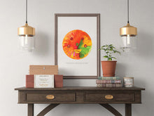 Load image into Gallery viewer, Eco-Friendly Abstract Colorful Planet Prints at Jellyque | Represents to Cut Food Waste Through Delicious Earth | Honey Yellow, Vivid Orange, Green Onion Colors Boost Immune System | Juicy-Fresh Vibes | Instant Download | Mindful Living Gift &amp; Sustainable Life
