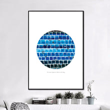 Load image into Gallery viewer, Eco-Friendly Awareness Colorful Planet Prints at Jellyque | Reminds to Save Energy Through Disco Moon | Reusable Materials: Shiny Square Decoration ➸ Up-cycled Collage Design + Eco Tips | Ultramarine, Azure, Cobalt Blue Colors For Productivity | Sheeny &amp; Beamy Vibes | Instant Download | Sustainable Living Gift Ideas
