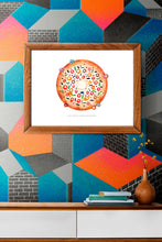 Load image into Gallery viewer, Eco-Friendly Abstract Colorful Planet Prints at Jellyque | Inspires &#39;Sustainable Action&#39; Through Doughnut Moon | Reusable Materials: Ginghams Flowers ➸ Up-cycled Collage Design + Eco Tips | Almond, Butter, Candy Colors For Uplifting Yourself | Sweet &amp; Delightful Vibes | Instant Download | Sustainable Living Gift Ideas
