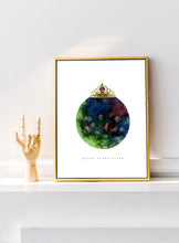 Load image into Gallery viewer, Eco-Friendly Abstract Colorful Planet Prints at Jellyque | Reminds to Save Our Planet Through Elegant Queen Planet | Prussian-Blue &amp; Forest-Green Colors For Wealth &amp; Success | Sweet Sounding Vibe | Reusable Material: Metallic Gold Tiara Collage Design | Instant Download | Sustainable Living Gift Ideas &amp; Well-Being
