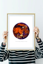 Load image into Gallery viewer, Eco-Friendly Awareness Colorful Planet Prints at Jellyque | Reminds to Protect Wildlife Through Flamingo Moon | Reusable Materials: Golden Paper ➸ Up-cycled Collage Design | Mulberry Violet &amp; Syrup Brown Colors For Self-Awareness | Marvelous Vibes | Instant Download | Sustainable Living Gift Ideas &amp; Well-Being
