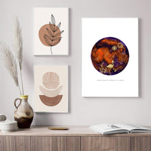 Load image into Gallery viewer, Eco-Friendly Awareness Colorful Planet Prints at Jellyque | Reminds to Protect Wildlife Through Flamingo Moon | Reusable Materials: Golden Paper ➸ Up-cycled Collage Design | Mulberry Violet &amp; Syrup Brown Colors For Self-Awareness | Marvelous Vibes | Instant Download | Sustainable Living Gift Ideas &amp; Well-Being
