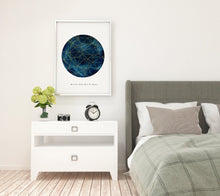 Load image into Gallery viewer, Eco-Friendly Abstract Colorful Planet Prints at Jellyque | Represents Sustainable Living Through Gold Geometric Planet | Denim Blue Color For Potentiality of Growth &amp; Balance of Power | Relaxed &amp; Cool Vibes | Reusable Material; Golden Geometric Collage Design By Graphic | Instant Download | Zero-Waste Living Gift Ideas
