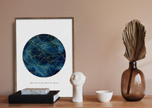 Load image into Gallery viewer, Eco-Friendly Abstract Colorful Planet Prints at Jellyque | Represents Sustainable Living Through Gold Geometric Planet | Denim Blue Color For Potentiality of Growth &amp; Balance of Power | Relaxed &amp; Cool Vibes | Reusable Material; Golden Geometric Collage Design By Graphic | Instant Download | Zero-Waste Living Gift Ideas
