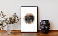 Load image into Gallery viewer, Eco-Friendly Abstract Colorful Planet Prints at Jellyque | Reminds to Sustainable Living Through Luxurious Neutral Moon | Reusable Materials: Golden Metallic Border ➸ Up-cycled Collage Design | Dove, Mocha &amp; Charcoal Water Colors For Inner Growing | Classic &amp; Gorgeous Vibes | Instant Download | Green Living Gift Ideas
