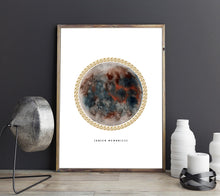 Load image into Gallery viewer, Eco-Friendly Abstract Colorful Planet Prints at Jellyque | Reminds to Sustainable Living Through Luxurious Neutral Moon | Reusable Materials: Golden Metallic Border ➸ Up-cycled Collage Design | Dove, Mocha &amp; Charcoal Water Colors For Inner Growing | Classic &amp; Gorgeous Vibes | Instant Download | Green Living Gift Ideas
