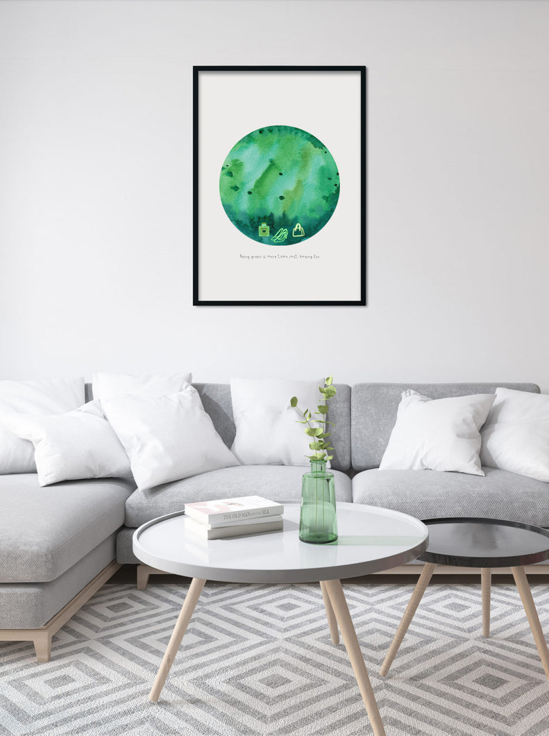 Reminds People to Turn Off Lights Through Neon Earth | Eco-Friendly Abstract Colorful Planet Prints Create a Happy Place | Reusable Materials: Bag, Bottle ➸ Watercolor & Graphic Collage Design + Eco Tips | Castleton Green & Jade Colors Improve Your Focus & Concentration | Lovely & Natural Vibes | Instant Download