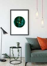 Load image into Gallery viewer, Eco-Friendly Abstract Colorful Planet Prints at Jellyque | Reminds to Zero Waste Through Chain Green Moon | Reusable Materials: Matt-Golden Chain ➸ Up-cycled Collage Design | Sacramento-Green Water Color For Well-Balanced Life | Tranquil &amp; Stylish Vibes | Instant Download | Sustainable Living Gift Shop &amp; Well-Being
