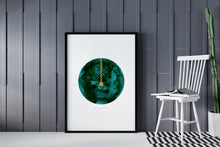 Load image into Gallery viewer, Eco-Friendly Abstract Colorful Planet Prints at Jellyque | Reminds to Zero Waste Through Chain Green Moon | Reusable Materials: Matt-Golden Chain ➸ Up-cycled Collage Design | Sacramento-Green Water Color For Well-Balanced Life | Tranquil &amp; Stylish Vibes | Instant Download | Sustainable Living Gift Shop &amp; Well-Being
