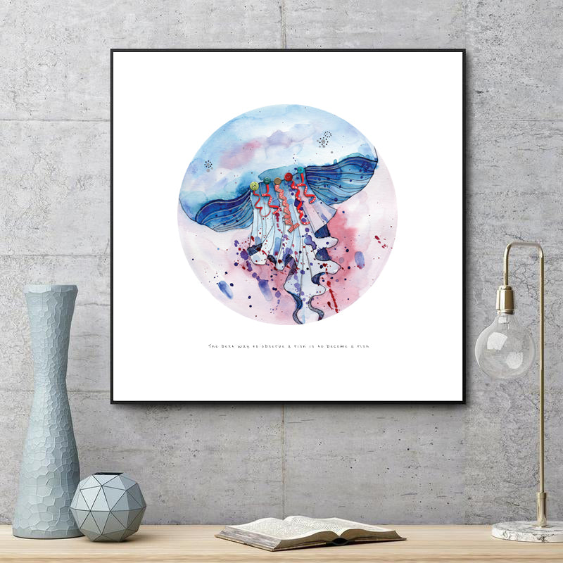 Eco-Friendly Abstract Ocean Week Special Poster at Jellyque | Reminds to Protect Marine Creatures Through Jellyfish Planet | Reusable Materials: Cloth Button & Twisted Ribbon ➸ Up-Cycled Collage Design + Eco Tips | Crepe & Sky Blue Colors For Better Sleep | Soft & Magical Vibes | Instant Download | Sustainable Living