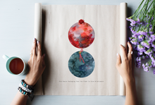 Load image into Gallery viewer, Eco-Friendly Abstract Colorful Planet Prints Create a Happy Place | Reminds Green Packaging Through Gift Planet | Reusable Materials: Ribbon, Gift Bow ➸ Watercolor &amp; Mixed-Media Collage Graphic Design + Zero-Waste Package Tips | Maroon &amp; Peacock Colors Make You More Intentional | Bold &amp; Retro Vibes | Instant Download
