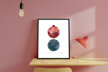 Load image into Gallery viewer, Eco-Friendly Abstract Colorful Planet Prints Create a Happy Place | Reminds Green Packaging Through Gift Planet | Reusable Materials: Ribbon, Gift Bow ➸ Watercolor &amp; Mixed-Media Collage Graphic Design + Zero-Waste Package Tips | Maroon &amp; Peacock Colors Make You More Intentional | Bold &amp; Retro Vibes | Instant Download
