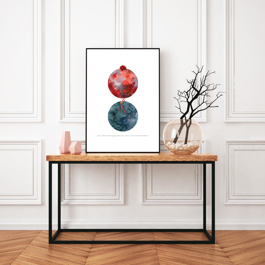 Eco-Friendly Abstract Colorful Planet Prints Create a Happy Place | Reminds Green Packaging Through Gift Planet | Reusable Materials: Ribbon, Gift Bow ➸ Watercolor & Mixed-Media Collage Graphic Design + Zero-Waste Package Tips | Maroon & Peacock Colors Make You More Intentional | Bold & Retro Vibes | Instant Download