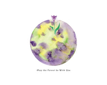 Load image into Gallery viewer, Eco-Friendly Awareness Colorful Planet Prints at Jellyque | Reminds to Protect Nature Through Lavender Moon | Reusable Materials: Glitter Paper Flower ➸ Up-cycled Collage Design + Eco Tips | Lavender &amp; Tea Green Colors For Reduce Stress | Sweet-Smelling Vibe | Instant Download | Sustainable Living Gift Ideas
