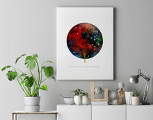 Load image into Gallery viewer, Eco-Friendly Abstract Colorful Planet Prints at Jellyque | Reminds to Respect Nature Through Love Key Galaxy | Reusable Materials: Golden Key ➸ Up-cycled Collage Design | Wine Red &amp; Midnight Blue Colors For Golden Chances | Bright Silvery Star Lights Mood | Instant Download | Sustainable Living Gift Shop &amp; Well-Being
