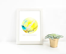 Load image into Gallery viewer, Eco-Friendly Abstract Colorful Planet Prints at Jellyque | Reminds to Save Energy Through Blonde-Yellow Moon | Reusable Materials: Mable Foil ➸ Up-cycled Collage Design By Graphic | Blonde-Yellow Water Color For Productivity | Sunny Day Vibe | Instant Download | Sustainable Living Gift Ideas &amp; Well-Being
