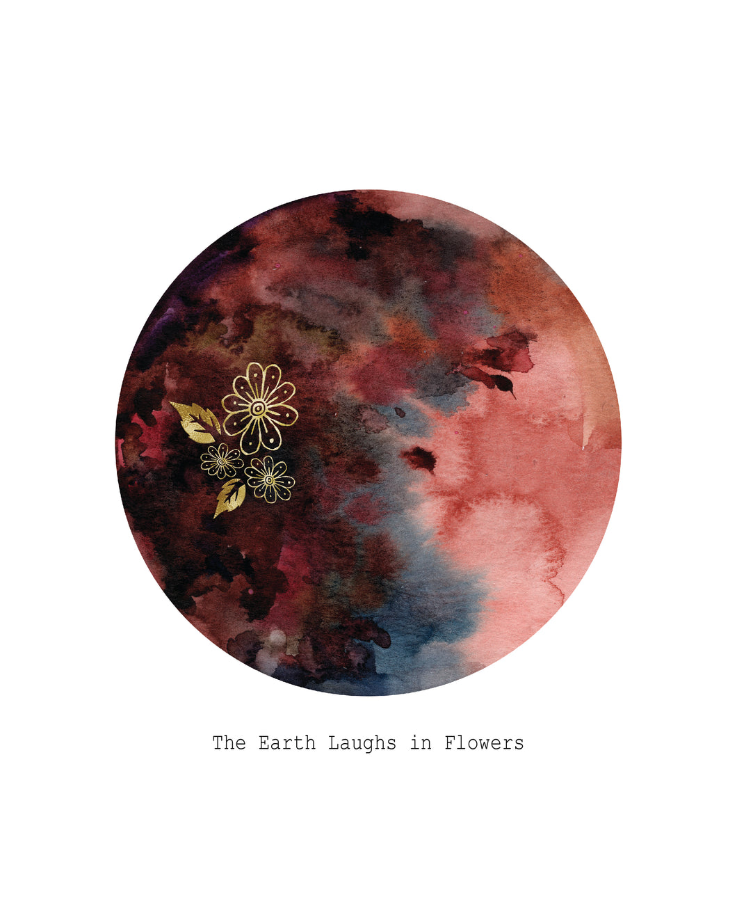 Eco-Friendly Awareness Colorful Planet Prints at Jellyque | Reminds to Save Nature Through Pecan-Brown Moon | Reusable Materials: Golden Flower Stickers ➸ Up-cycled Collage Design + Eco Tips | Pecan-Brown Water Color For Staying Grounded | Well-Balanced Vibe | Instant Download | Sustainable Living Gift Ideas