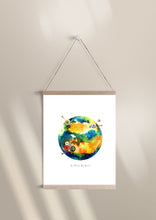 Load image into Gallery viewer, Eco-Friendly Abstract Colorful Planet Prints at Jellyque | Reminds to Save The Earth Through Cushion Earth | Lake-Blue ✢ Honey-Yellow Colors For Enthusiasm &amp; Confidence | Fresh &amp; Energetic Vibe | Reusable Material; Sewing Kits Collage Design By Graphic | Instant Download | Sustainable Living Gift Ideas &amp; Well-Being
