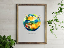 Load image into Gallery viewer, Eco-Friendly Abstract Colorful Planet Prints at Jellyque | Reminds to Save The Earth Through Cushion Earth | Lake-Blue ✢ Honey-Yellow Colors For Enthusiasm &amp; Confidence | Fresh &amp; Energetic Vibe | Reusable Material; Sewing Kits Collage Design By Graphic | Instant Download | Sustainable Living Gift Ideas &amp; Well-Being
