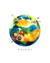 Load image into Gallery viewer, Eco-Friendly Abstract Colorful Planet Prints at Jellyque | Reminds to Save The Earth Through Cushion Earth | Lake-Blue ✢ Honey-Yellow Colors For Enthusiasm &amp; Confidence | Fresh &amp; Energetic Vibe | Reusable Material; Sewing Kits Collage Design By Graphic | Instant Download | Sustainable Living Gift Ideas &amp; Well-Being
