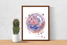 Load image into Gallery viewer, Eco-Friendly Abstract Colorful Planet Prints at Jellyque | Represents to Use Solar Energy Through Pink Candy Planet | Pastel Blue &amp; Opaque Rose-Pink Colors For Soft Hearted | Adorable Vibe | Reusable Material: Glitter Collage Design By Graphic | Instant Download | Sustainable Living Gift Ideas &amp; Well-Being
