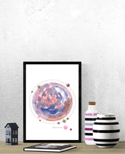 Load image into Gallery viewer, Eco-Friendly Abstract Colorful Planet Prints at Jellyque | Represents to Use Solar Energy Through Pink Candy Planet | Pastel Blue &amp; Opaque Rose-Pink Colors For Soft Hearted | Adorable Vibe | Reusable Material: Glitter Collage Design By Graphic | Instant Download | Sustainable Living Gift Ideas &amp; Well-Being
