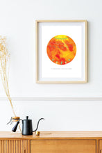 Load image into Gallery viewer, Eco-Friendly Abstract Colorful Planet Prints at Jellyque | Reminds to Save Energy Through Raichu Earth | Reusable Materials: Neon &amp; Lights ➸ Up-Cycled Collage Design + Eco Tips | Orange Peel &amp; Aerospace Orange Colors For Inner-Strength | Bright &amp; Energetic Vibes | Instant Download | Sustainable Living Gift Ideas
