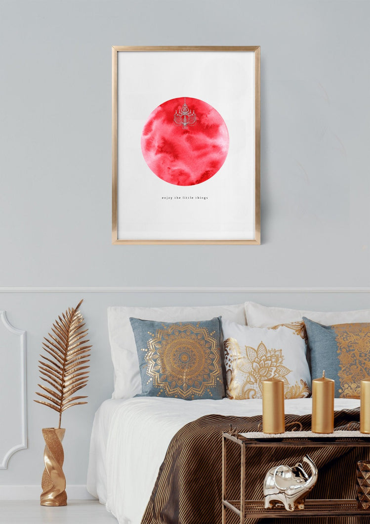 Eco-Friendly Abstract Colorful Planet Prints at Jellyque | Reminds to Sustainable Living Through Chandelier Planet | Reusable Materials: Chandelier ➸ Up-cycled Collage Design By Graphic | Cherry-Red Color For Enthusiasm | Impressive & Gorgeous Vibes | Instant Download | Green Living Gift Shop & Well-Being