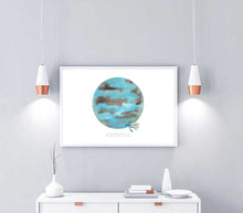 Load image into Gallery viewer, Eco-Friendly Abstract Colorful Planet Prints at Jellyque | Reminds to Sustainability Through Cool Blue Moon | Reusable Materials: Recycled Label Paper ➸ Up-cycled Collage Design | Sky-Blue &amp; Mink Water Colors For Self-Confidence | Clean &amp; Pure Vibes | Instant Download | Sustainable Living Gift Ideas &amp; Well-Being
