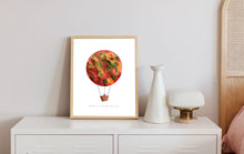 Load image into Gallery viewer, Eco-Friendly Awareness Abstract Colorful Planet Prints at Jellyque | Reminds to Reuse Through Hot-Balloon Moon | Reusable Materials: Basket &amp; Stitches ➸ Up-Cycled Collage Design + Eco Tips | Lipstick, Marmalade &amp; Emerald Colors For Building Self-Worth | Hopeful Vibe | Instant Download | Sustainable Living Gift Ideas
