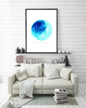 Load image into Gallery viewer, Eco-Friendly Abstract Colorful Planet Prints at Jellyque | Reminds to Save The Earth Through Tropical Blue Planet | Reusable Materials: Wood Clips ➸ Up-cycled Collage Design |Tropical-Blue &amp; Pure-Navy Blue Colors For Having Executive Ability | Cool &amp; Exceptional Vibes | Instant Download | Sustainable Living Gift Ideas
