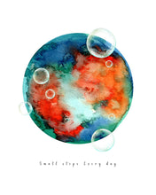 Load image into Gallery viewer, Eco-Friendly Abstract Colorful Planet Prints at Jellyque | Represents to Clean The Oceans Through Bubble Planet | Turquoise &amp; Orange Colors For Emotional Healing | Nostalgic &amp; Pure Vibe | Purest Bubbles Collage Design By Graphic | Instant Download | Sustainable Living Gift Shop &amp; Well-Being
