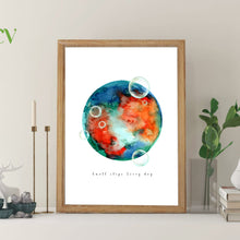 Load image into Gallery viewer, Eco-Friendly Abstract Colorful Planet Prints at Jellyque | Represents to Clean The Oceans Through Bubble Planet | Turquoise &amp; Orange Colors For Emotional Healing | Nostalgic &amp; Pure Vibe | Purest Bubbles Collage Design By Graphic | Instant Download | Sustainable Living Gift Shop &amp; Well-Being
